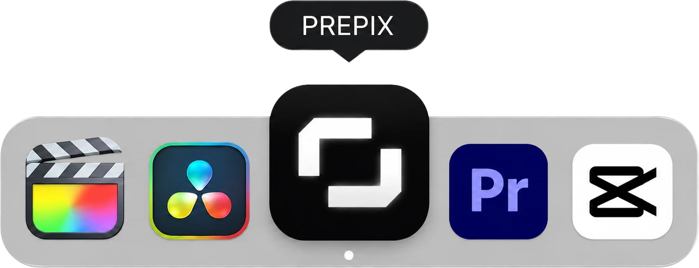 PREPIX sitting in the dock among editing apps